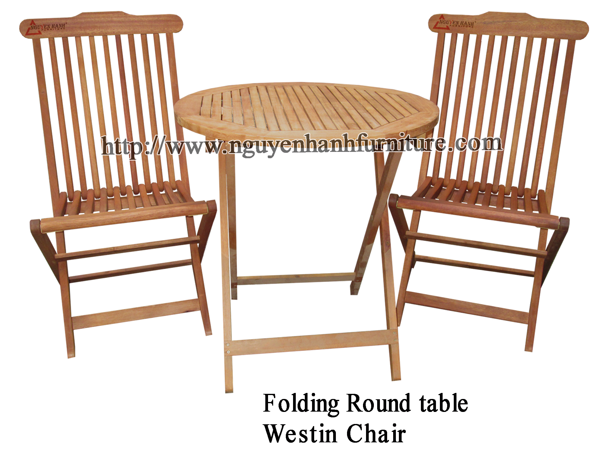 Name product: Folding Round table 70 + Westin Chair - Description: Eucalyptus wood